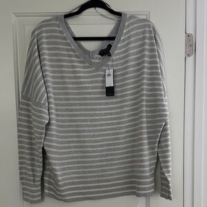Banana Republic Gray and White Striped Sweater